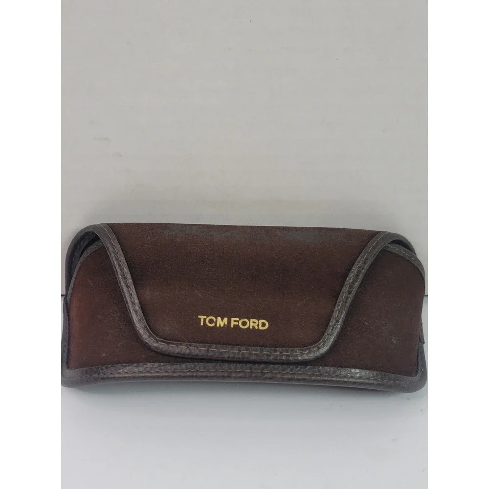 Tom Ford Brown Suede Velvet Hard Sunglasses Eyeglasses Case Gold Logo